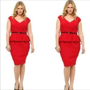 🎊Torrid peplum red dress size 14